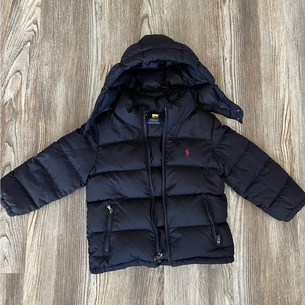 Navy blue Polo Puffer jacket.